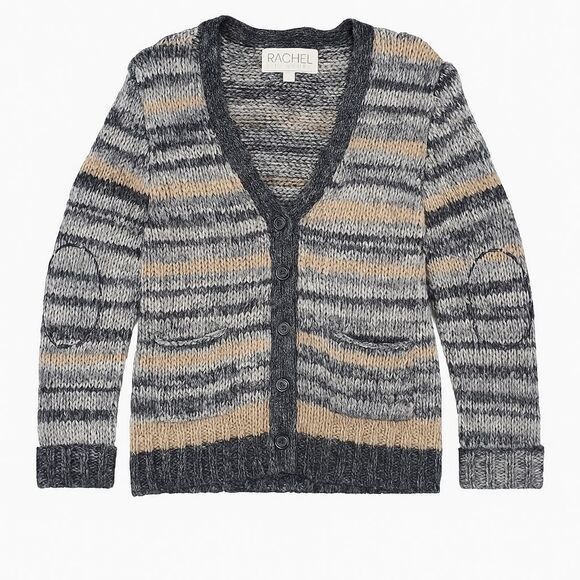 👚 Rachel Rachel Roy Women’s Knit Cardigan Sweater Multicolor Gray Tan Black M - Picture 1 of 12